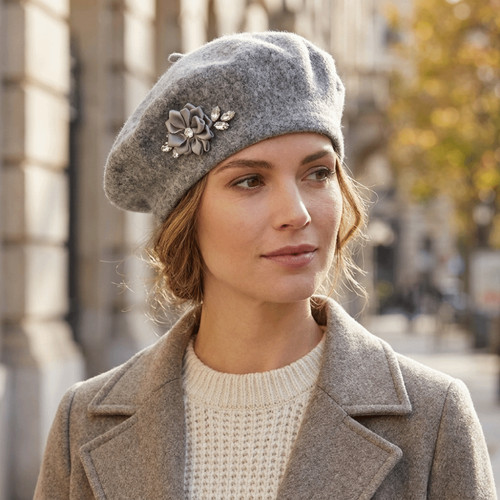 Fashion beret hat - hat, rhinestone