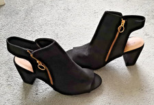 Ladies Select Zip Side Cut Out Peep Toe Chunky Heel Shoe/Sandal/Boots Size 5