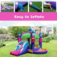 5-in-1 Jumping Air Bounce Castle with Slide & Basketball Hoop（without Blower）