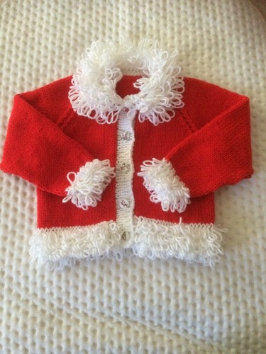 Hand knitted red white baby - red, &