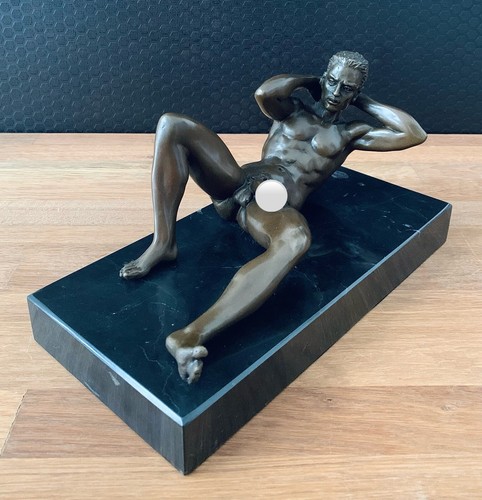 Bronze figure male nude adonis - bronze,