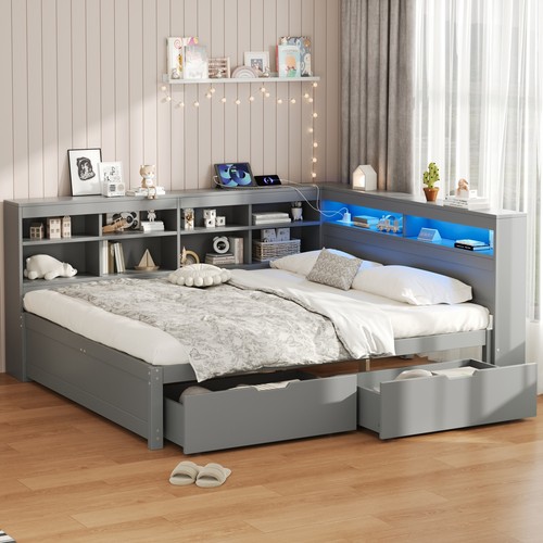 4ft6 double platform bed frame - 4ft6,