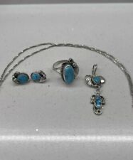 Vintage Navajo Turquoise Zuni Jewelery Matching Set Ring , Pendant, Earrings