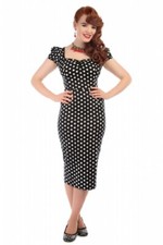 50s style wiggle/pencil dress polka dot  Collectif MIMI black & white polka sz 6