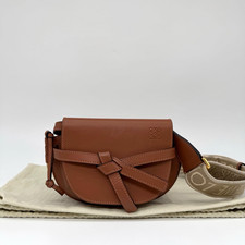Loewe Gate Dual Mini Brown Crossbody Bag Gold Hardware