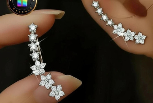 Zirconia stone stud earrings - stone,