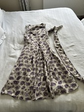 Cabbages & Roses Grey Purple Floral Sleeveless 50s Style Dress Size 12 FITS 10