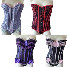 Overbust Boned Corset Sexy Burlesque Basque Top Lace Up Size S - 6XL