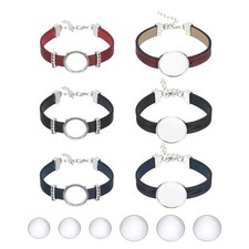 Bracelet Blanks for Jewelry Making 6pcs 25mm Blue/Black/Red