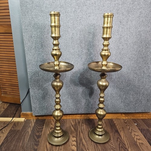 Vtg large brass floor pillar - brass,