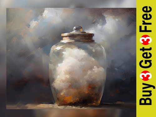 Artisan oil painting glass - glass, jar