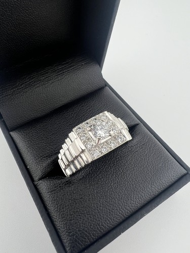 Men 9ct white gold - cz, ring