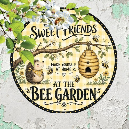 Welcome bee hive metal - hive, sign