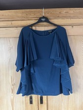 Topshop Women's Blue Blouse With Ruffles Front And Back Size 16