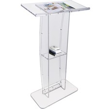 Acrylic Podium 47" Podium Stand Table Reading Surface w/ Storage Shelf