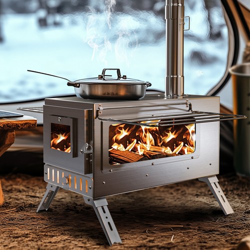 Camp tent stove log - stove,