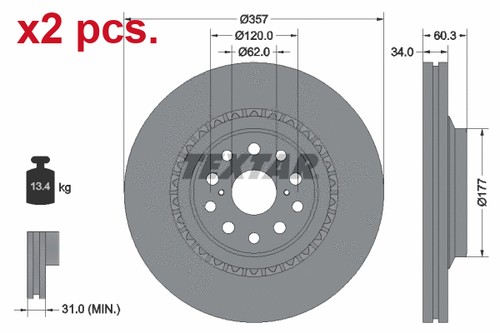 Pcs front brake disc - x2,