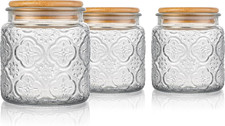 Tea Coffee Sugar Canisters Sets Glass Jars with Lids Set of 3 Glass Airtight Sto