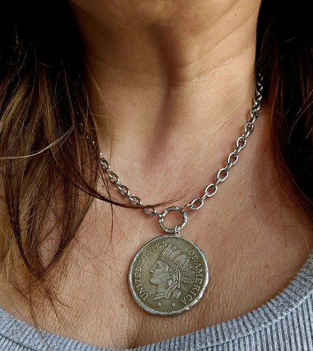 Vintage liberty coin necklace - liberty,