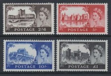 1963 Castle High Values (SG 595a-598a) M/Crowns 2/6 to £1 Superb U/M Set Cat £15