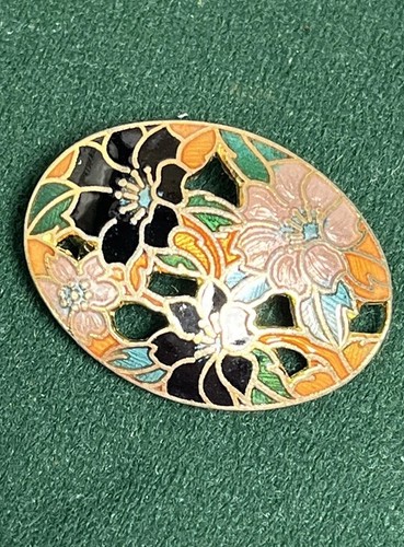 Enamel flower brooch vintage - flower,
