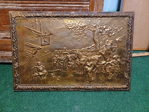 Vintage repoussé brass pub - vintage,