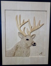 R. Dixon '06 Primitive Folk Art Carving Wall Plaque Stag Deer Buck with Antlers 