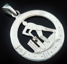 Antique Sterling Silver Gold CRICKET Pocket Watch Fob Medal, Birmingham 1896