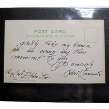 Rare Handwritten Signed OSBERT LANCASTER Artist Post Card to Lord Elphinstone GB
