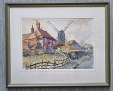 Rolvenden Windmill By David Aspinall Original Watercolour Painting Signed Framed