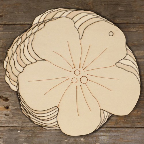 10x wooden poppy flower head - 10x,