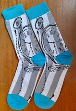 Novelty Pocket Watch Socks Clock Classic Antique Luxury Chain Grey Blue Gift