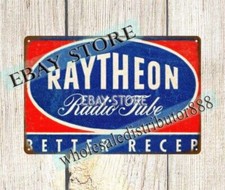 Raytheon radio tube better retro airwaves metal tin sign living room wall decor