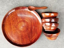 Wooden Serving 4 Bowl with 1