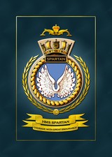 HMS SPARTAN FRAMED SHIPS CRESTS - HUNDREDS OF HM SHIPS IN STOCK