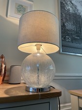 Next Teal Crackle Lamp With Shade Blue