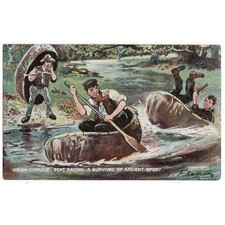 Welsh Coracle Boat Racing Postcard, Unused
