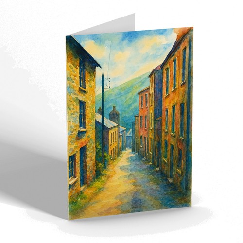 Greeting card church - church, street