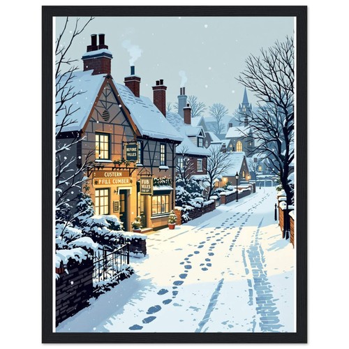 Snowfall village pub light - village,