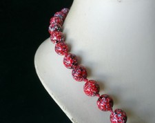 Antique Venetian Glass Necklace Art Deco Beads Millefiori Murano Retro 1930s Red