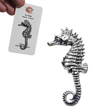 Seahorse Pin Badge Pewter Sea