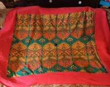 Vintage 1960s/1970s Cotton Round Garden Table Cover with Parasol Hole, 48" Dia