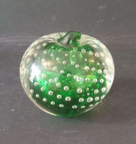 Vintage green glass apple - green,