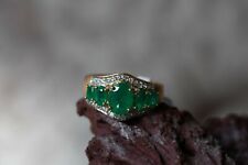 AAA Kagem Zambian Emerald 1.15ct, Natural Cambodian Zircon 9k Gold Ring