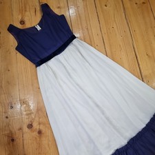 Vintage 1970s John Charles Navy Blue Evening Dress Ballgown Fits 14-18 Label 18