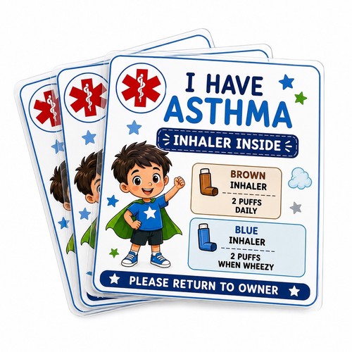 Asthma alert cards - cards, x4
