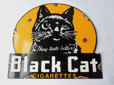 Vintage BLACK CAT Enamel Sign