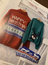 Knitting Pattern 1229 Christmas Jumpers Adults Child Four Designs Included