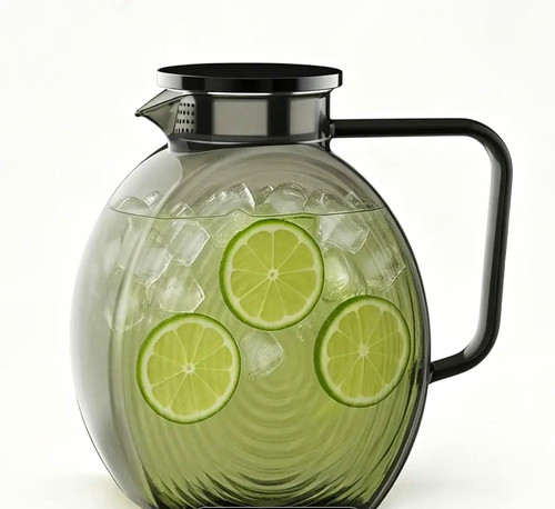 Clear ribbed glass water jug - ribbed,