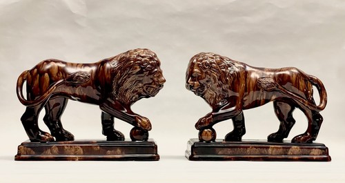 Pair antique rockingham - of,